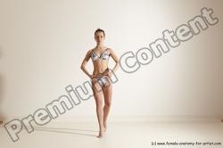 Swimsuit Gymnastic poses Woman White Moving poses Slim long brown Dynamic poses Academic